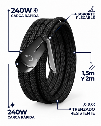 Cable USB-C a USB-C 240W con Soporte - 1.6M